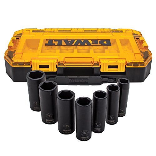 DEWALT DWMT74736 Tough Box 7PC SAE 1/2 Deep Drive Impact Socket Set - style: SAE
