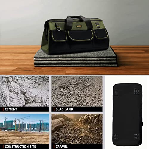 FASTECH 20-inch Wide Mouth Tool Bag with Water Proof Molded Base, Wide Mouth Tool Tote Bag, Waterproof Tool Organizer Bag for Men with Adjustable Shoulder Strap(No Bottom Shell) - size: 20 inch-Black-No Bottom Shell