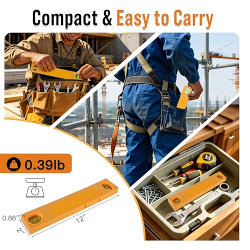 Magnetic Torpedo Level - 12 Inch Small Leveler Tool for Home Renovations