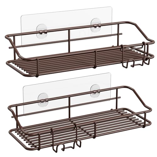 Nieifi Shower Caddy Adhesive, Shower Shelves, Shampoo Holder for Bathroom - color: Brown, size: 2 Pack
