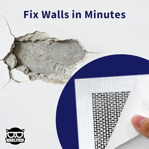 Breliter Drywall Patch Repair Kit - Drywall Repair Kit for Wall Texture, Holes, Cracks, Graffiti & Stains, Patches/Scrapers/Sandpaper/Texture Sponge/Putty Knife, Formaldehyde-Free, White (8.8oz)