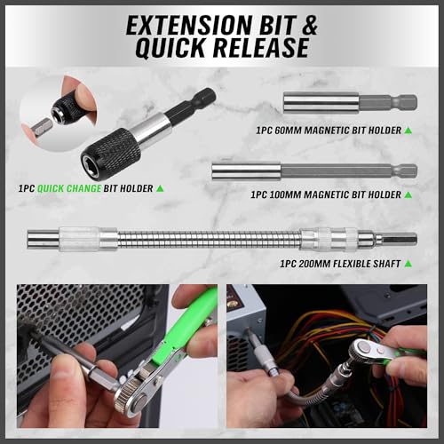 SWANLAKE 232-Piece Ultimate Screwdriver Bit Set, Cr-V Impact Driver Bit Set, Includes Security Bits, Nut Driver, Ratchet Wrench and Bits Holder - style: Multi-Used Version
