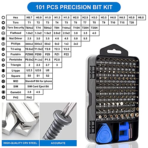 STREBITO Precision Magnetic Screwdriver Set 124-Piece Electronics Tool Kit | 101 Precision Bits, Electronics Screwdriver Set for Computer, Laptop, Cell Phone, PC, MacBook, iPhone, PS4, PS5, Xbox Repair - color: Blue