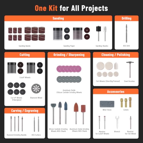 Katerk 260-Piece Rotary Tool Accessories Bit Set Compatible with Dremel