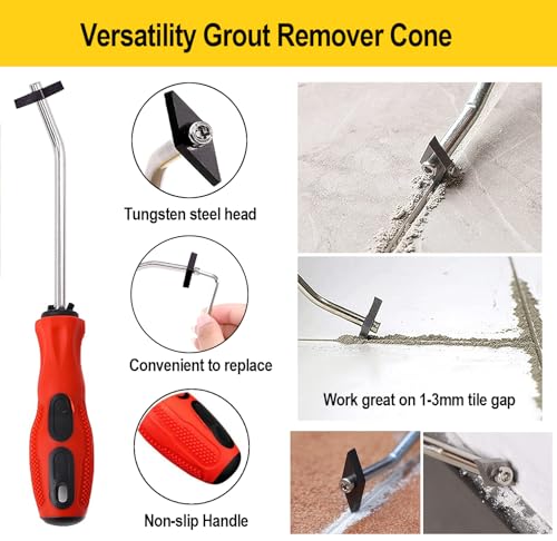 25pcs Grout Removal Tool kit, Grout Saw with Replacement Blades | Tile Grout Saw and Grout Hand Saw with 13 Pieces Extra Blades, Grout Scraper, Tile Joint Cleaning Tool, Caulk Finishing Tool