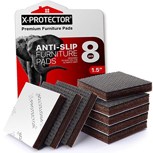 Non Slip Furniture Pads 8 pcs 1 1/2" X-Protector - Furniture Grippers! - size: 8 Square 1.5"