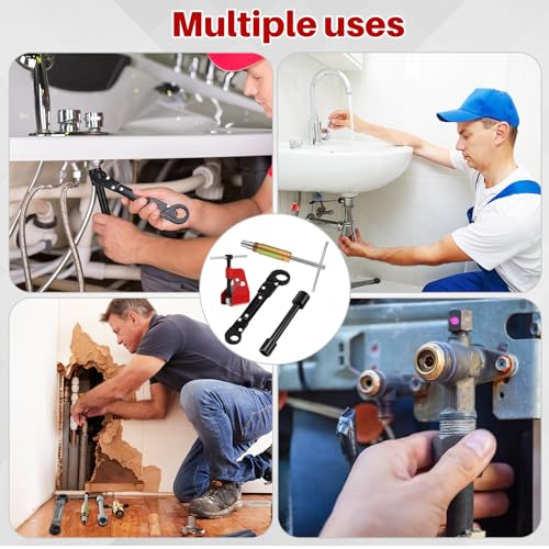 4 Pcs Angle Stop Wrench Kit Plumbing Tool, Olive Ring Removal Tool with Diameter of 1/2", 3/4", Compression Sleeve Puller for 1/2" Compression Fitting, Install Angle Stop Nut(Ferrule,Black) - size: Black, style: Ferrule