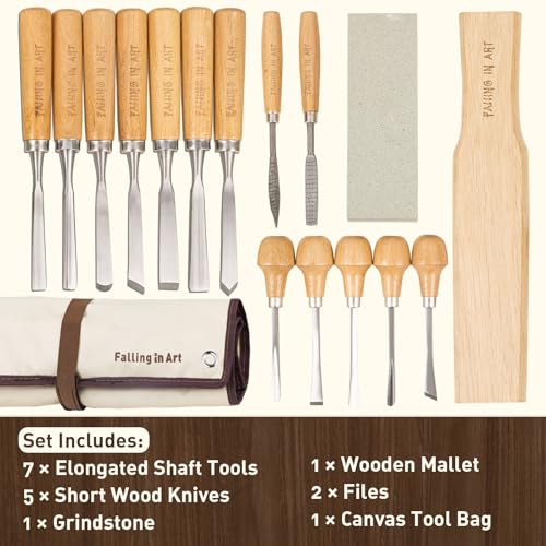 Falling in Art 16 Pcs Professional Wood Carving Knives Chisel Set