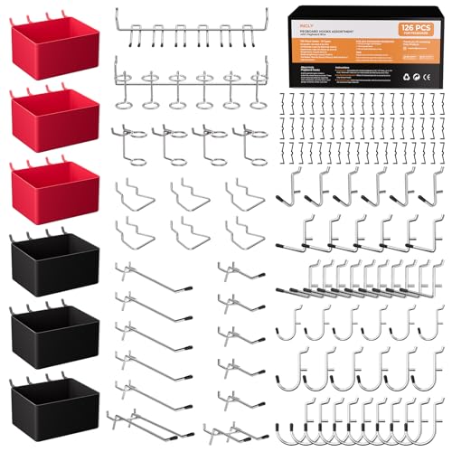 INCLY 126PCS Peg Board Organizer Accessories Kit for Organizing Tools - size: 126 PCS