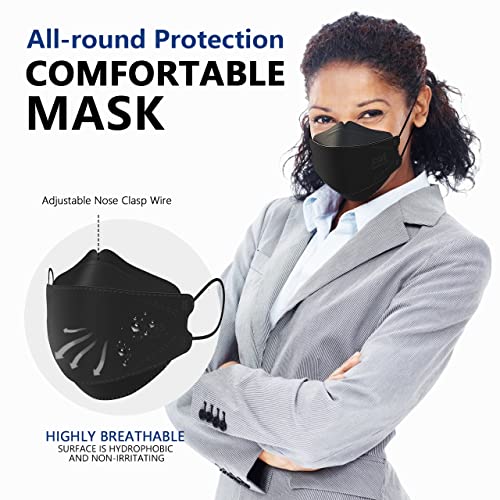 LEVENIS KN95 Face Masks 100 Pack, Breathable Comfortable and Disposable KN95 Mask, Black - color: 100 Pcs Adult-black