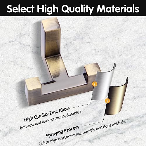 5 Pack Heavy Duty Coat Hook Wall Mount with Screw Retro Double Coat Hook Utility Hook for Coats, Scarves, Bags, Towels, Keys, Hats, Mugs (Bronze) - color: Brown