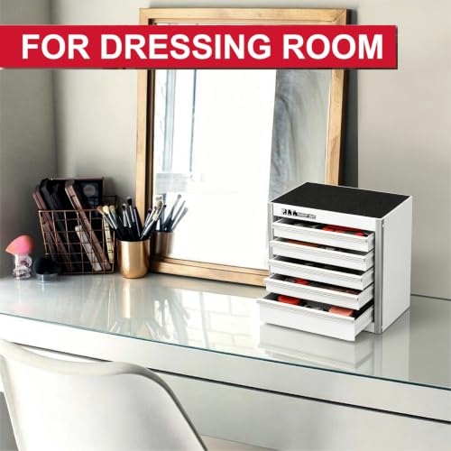 P.I.T. Mini Tool Box,Small Metal Toolbox Organizer with 5 Drawers,White | 8.6"W X 4.6"D Cute Size,Q235 Steel,Magnetic Locking Mechanism,PVC Drawer Liners - color: White, size: 5-Drawer