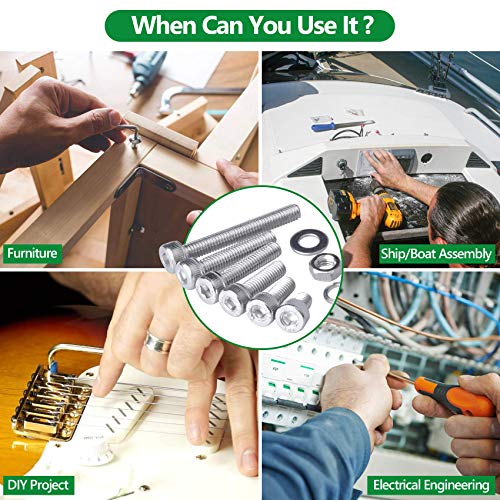 1440 Pcs M2 M3 M4 Hex Socket Head Screws Nuts Washers Kit, SS304 - size: SS M2 M3 M4 1440pcs 3