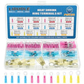 Heat Shrink Ring Terminals Wire Connectors #10 1/4" 5/16" 3/8" Ring Terminal Kit 12-10 16-14 22-16 Gauge Insulated Crimp Electrical Connector Set (Pack of 120Pcs)