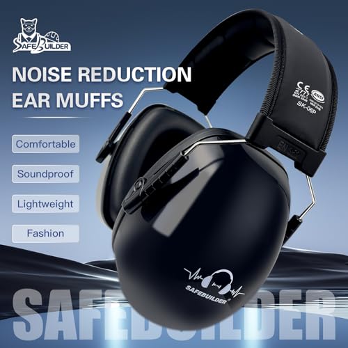 SAFEBUILDER Ear Protection Ear muffs Noise Reduction NRR 28dB Adjustable Hearing Protection for Working Mowing SK-06P - color: Black