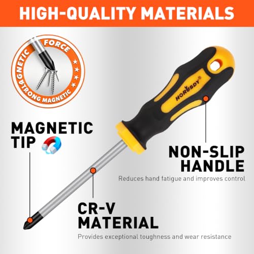 HORUSDY 11-Pieces Magnetic Screw driver, Magnetic 5 Phillips and 5 Flat Head Tips for Fastening and Loosening Seized - style: 11-Pieces Magnetic Screw driver