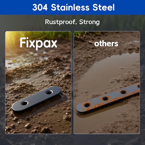 108PCS Flat Mending Plates for Wood Metal Brace Brackets Stainless Steel Straight Wood Bracket with Screw Holes 1.4"/1.8"/2.2" inch(Black) - color: Black