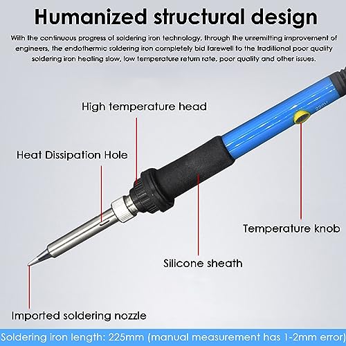 Wood Burning Kit, Pyrography Pen with Adjustable Temperature for Wood Leather Burning Carving Embossing Soldering with 27 Woodburning Points Soldering Tips(Blue)