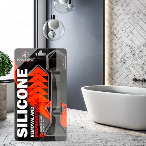 3 in 1 Caulking Tool with 6 Silicone Tips – Sealant Finishing & Caulk Remover, Stainless Steel Head, Mastic Remover & Angle Scraper for Bathroom, Kitchen, Floor, Window, Sink