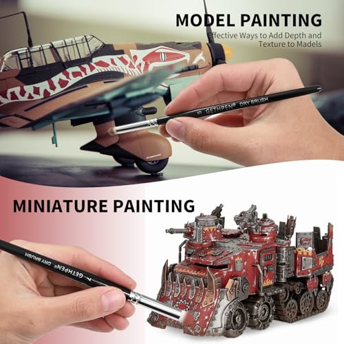 GETHPEN Drybrush Paint Brush Set, 5 Sizes Hobby Detail Paint Brushes | Drybrush Set, Detail Paint Brush Set, 5PC Acrylic Paint Brushes for Tabletop, Citadel, Scale Model, Watercolor Oil Painting - size: 5 Sizes