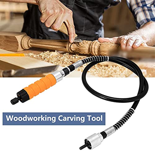 Jadeshay Electric Carving Chisel Tool Woodworking Set with 5 Knives and Flexible Rubber Shaft for Drills and Grinders