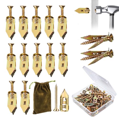 50 Set Self Drilling Drywall Anchors and Screws,Dry Wall Anchors Heavy Duty,Screws and Anchors Repair Tools for Wet and Drywall Fixing Picture,Furniture,Flags,Outdoor Decor-1.18inch