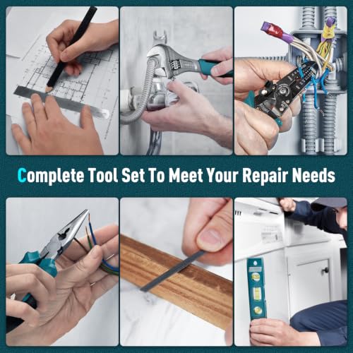 Sundpey 379 Pcs Portable Complete Home and Auto Tool Kit with Drawer Blue - color: Blue