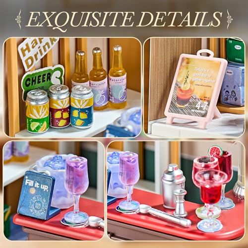 Super Mini Miniature Lounge Bar DIY Kit with Acrylic Display Case - color: Small - Relax Bar, size: Small