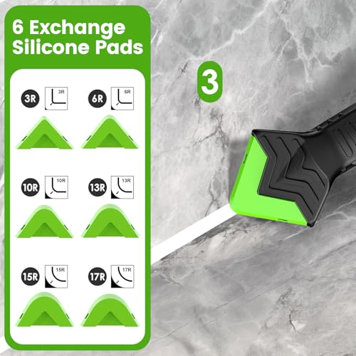 Silicone Caulking Tool Kit-3 in 1 Caulk Tool, Caulk Remover Tool | Putty Knife, Stainless Steel Scraper, 6 Replaceable silicone pads, Multi-edge Finishing tools, for Bathroom Kitchen Window - style: Classic Set