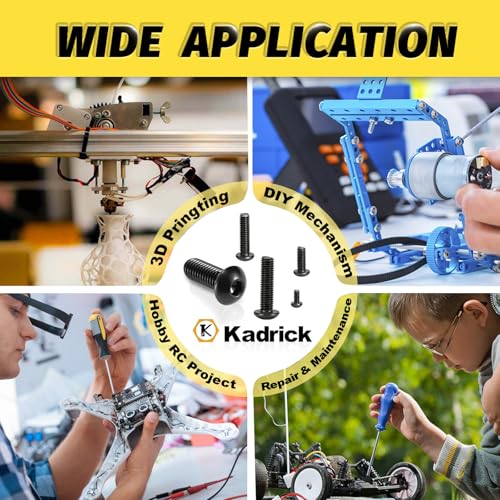 KADRICK M2-M5 Metric Screw Assortment,2000PCS Hex Socket Button Head - size: M2-M5 2000Pcs