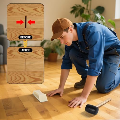 Floor Gap Fixer Tool Kit – Heavy-Duty Plank Grabber with Rubber Mallet & Washable Adhesive Pad for Laminate, Vinyl, and Hardwood Flooring Repair