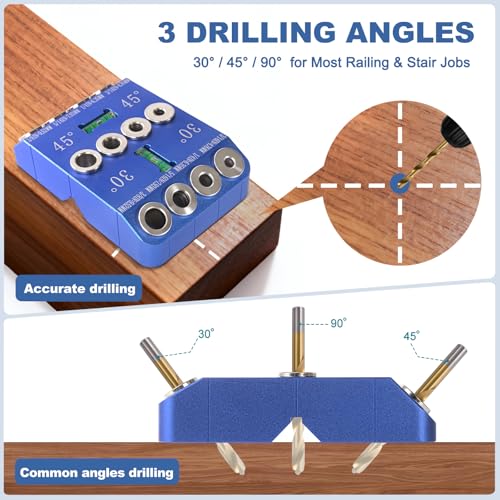 Aluminum Angle Drill Guide Jig, 30/45/90 Degree, 4 Hole Sizes