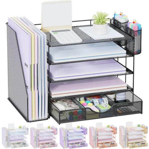 gianotter 5-Tier Desk Organizer with Drawers and File Holders - color: Black, size: 5T