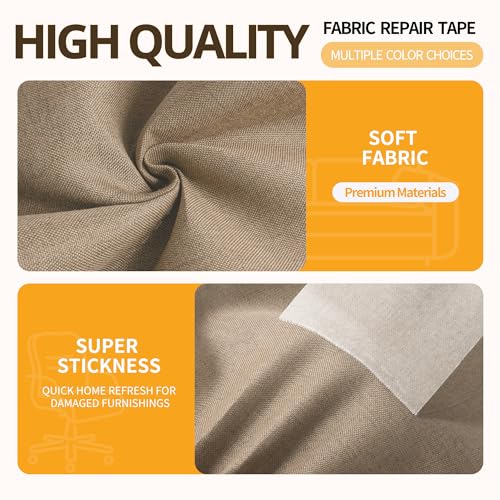 Fabric Repair Tape, 4"x80" Self-Adhesive Linen Repair Tape Patch Kit Beige - color: Beige, size: 4" x 80"