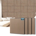 AKUMAX 4-Pack Wood Slat Acoustic Wall Panels, 23.6 x 23.6 in 3D Sound-Absorbing Panels for Walls & Ceilings, Fire-Retardant, FSC-Certified Materials, 15.5 Sq Ft, Walnut - color: Walnut