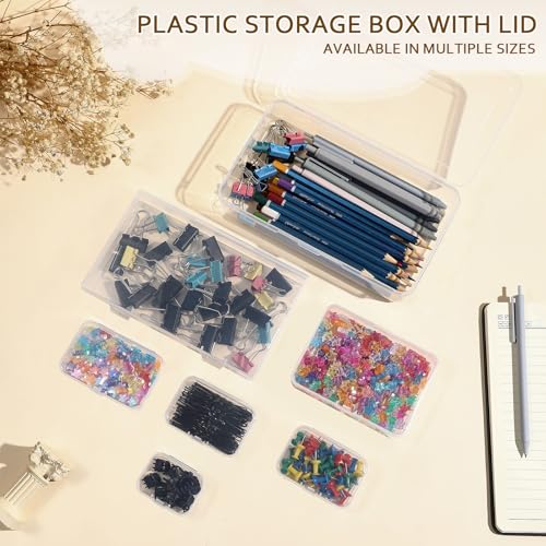 Clear Plastic Storage Containers, Mini Rectangular Organizer Boxes with Hinged Lids, 36 Pack Mixed Sizes, for Beads, Jewelry, Art Craft