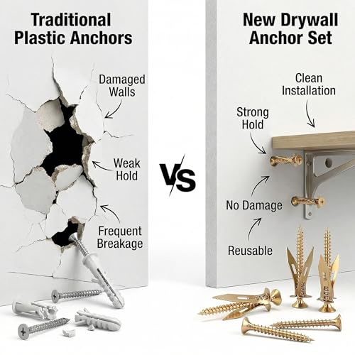 50Pcs Self Drilling Drywall Anchors with Screws Zinc Plated