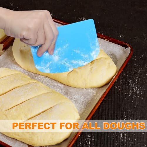 3 Pieces Food Dough Scraper, Plastic Multi - Purpose Kitchen Pastry Cutting Tool, Flexible Bowl Scraper with Curved Edge, Cake Baking Bench Scraper