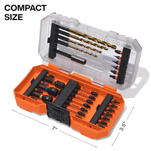 Klein Tools 33811 Drill and Driver Bit Set 32-Piece, Impact Driver Set, Titanium Coated Drill Bits, Precision Machined, MODbox Compatible Storage Case, Professional Tool Kit - size: 32-Piece Combo Set