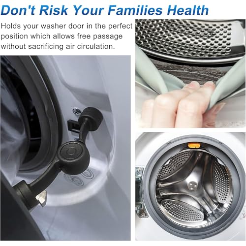 Magnetic Door Prop for Front Load Washer, 360° Adjustable Compact (Black) - color: Black