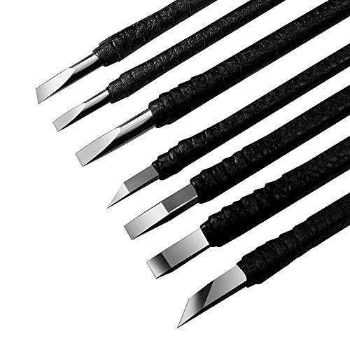 Wood Carving Tools, 7 in 1 Professional Tungsten Steel Wood Carving Set with PU Leather Roll Bag, Hand tools for Easier control, Carving knives DIY Arts Crafts for Professionals&Beginners