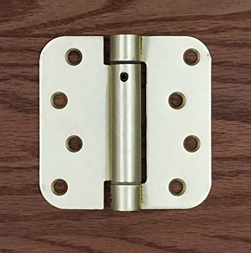 Hinge Outlet Adjustable Spring Hinges, 4 Inch with 5/8 Inch Radius in Satin Brass, Self Closing, Door Closing Hinges, 4 Pack - color: Satin Brass, size: 4" x 4" with 5/8" radius (Pack of 4)