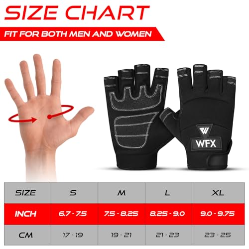 WFX Tough Fingerless Performance Gloves Protection Work Gloves, Padded Palm, Half-Finger Non-Slip Working Men Women - size: Medium
