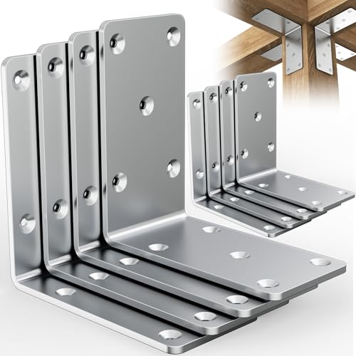 5"x5"x2.5" Steel L Brackets Right Angle Bracket for Wood Structures - size: （8PCS） Silver