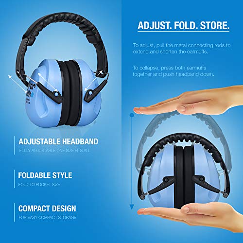 Noise Cancelling Headphones Kids Adult Earmuffs Shooting Ear Protection Foldable Ear Protection Earmuffs - color: Blue