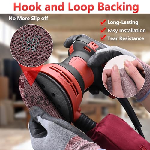 50 Pcs 6 Inch Mesh Sanding Disc Assortment for Random Orbital Sander | 80 120 180 240 320 Grit, Dust Free & Anti-Clogging Hook & Loop Round Sandpaper for Woodworking, Furniture & Metal - style: 6 Inch