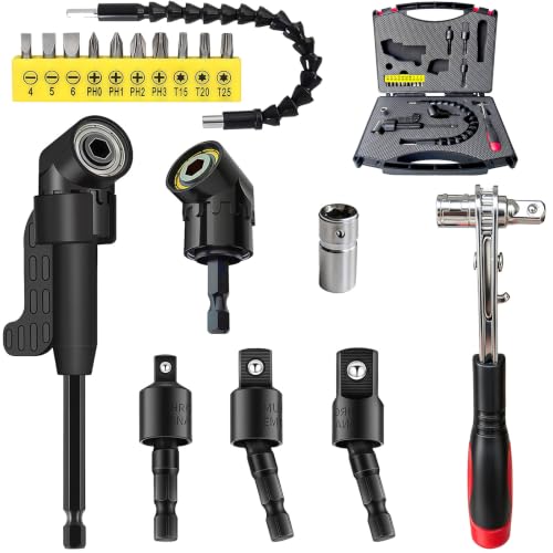 18Pcs Right Angle Drill Attachment & Screwdriver Adapter Kit