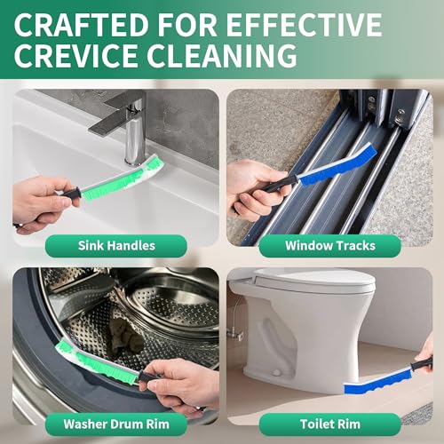 6-Pack Hard Bristle Crevice Cleaning Brush, Best Tool for Cleaning Grout, Gaps, and Sink, Home Cleaning Essentials, Crevice Cleaning Tool for Kitchen and Household Use