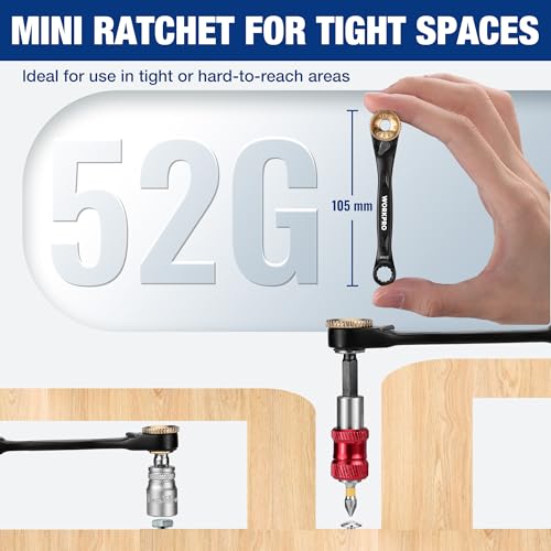WORKPRO 1/4" Mini Ratchet Wrench Set with Magnetic Bit Holder, Double Head