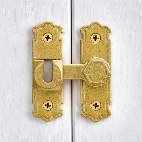 Gold 90/180 Degree Barn Door Latches,Aluminum Alloy Flip Latch - color: Gold
